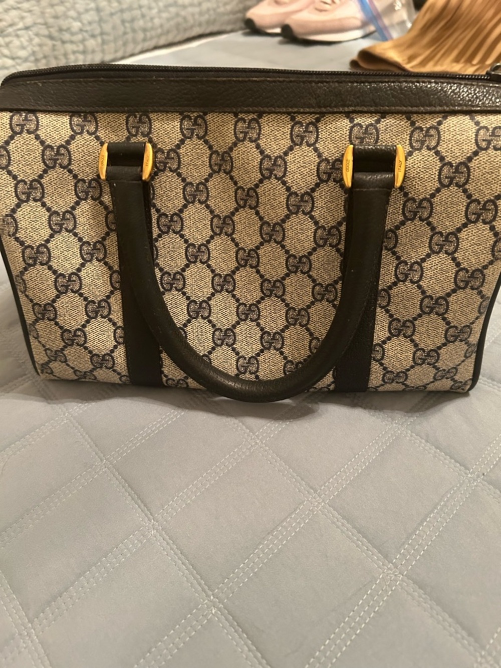 Gucci Navy Boston Handbag Vintage 1980’s - Picture 3 of 10